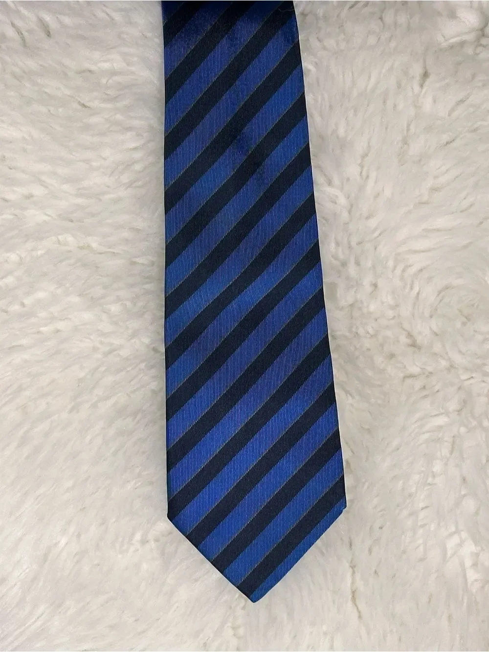 Salvatore Ferragamo Blue and Black Diagonal Stripe Tie 100% silk